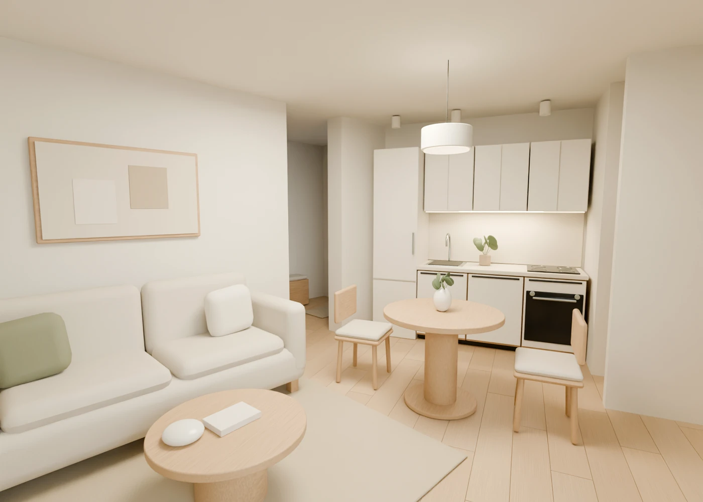 Living and kitchen concept for Moscavide 23-25